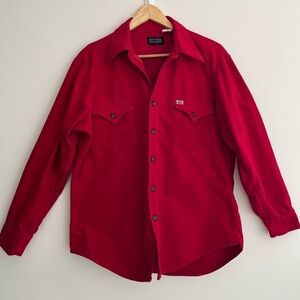 MWG Vintage Heavy Flannel Chamois Shirt 100% Cotton Long Sleeve Western 70's